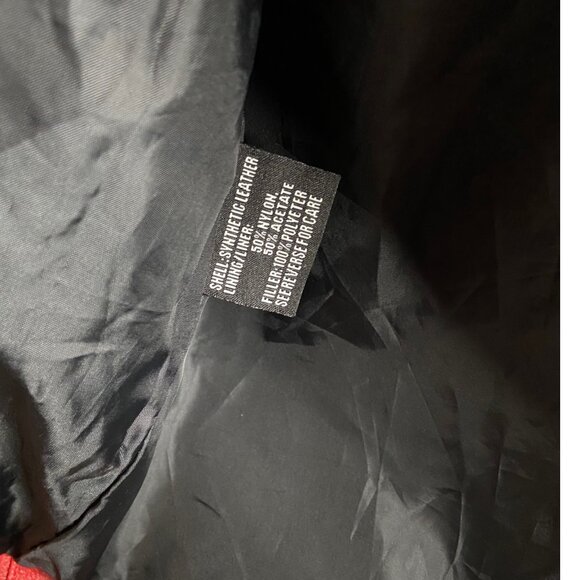 The Alley Chicago Red motorcycle Jacket Vegan Leather multi pocket small - Picture 10 of 10